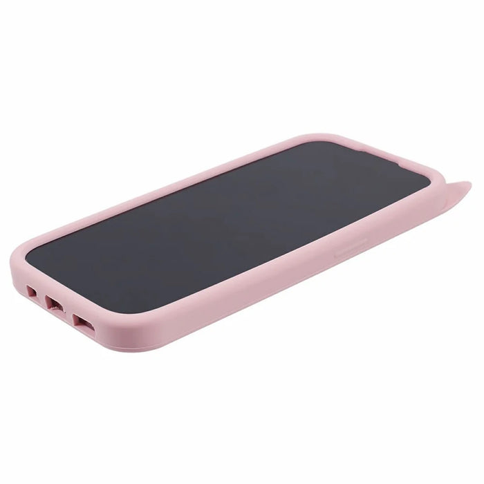 For iPhone 16 Pro Silicone Case 3D Moustache Cat Protective Phone Cover - Pink - 3