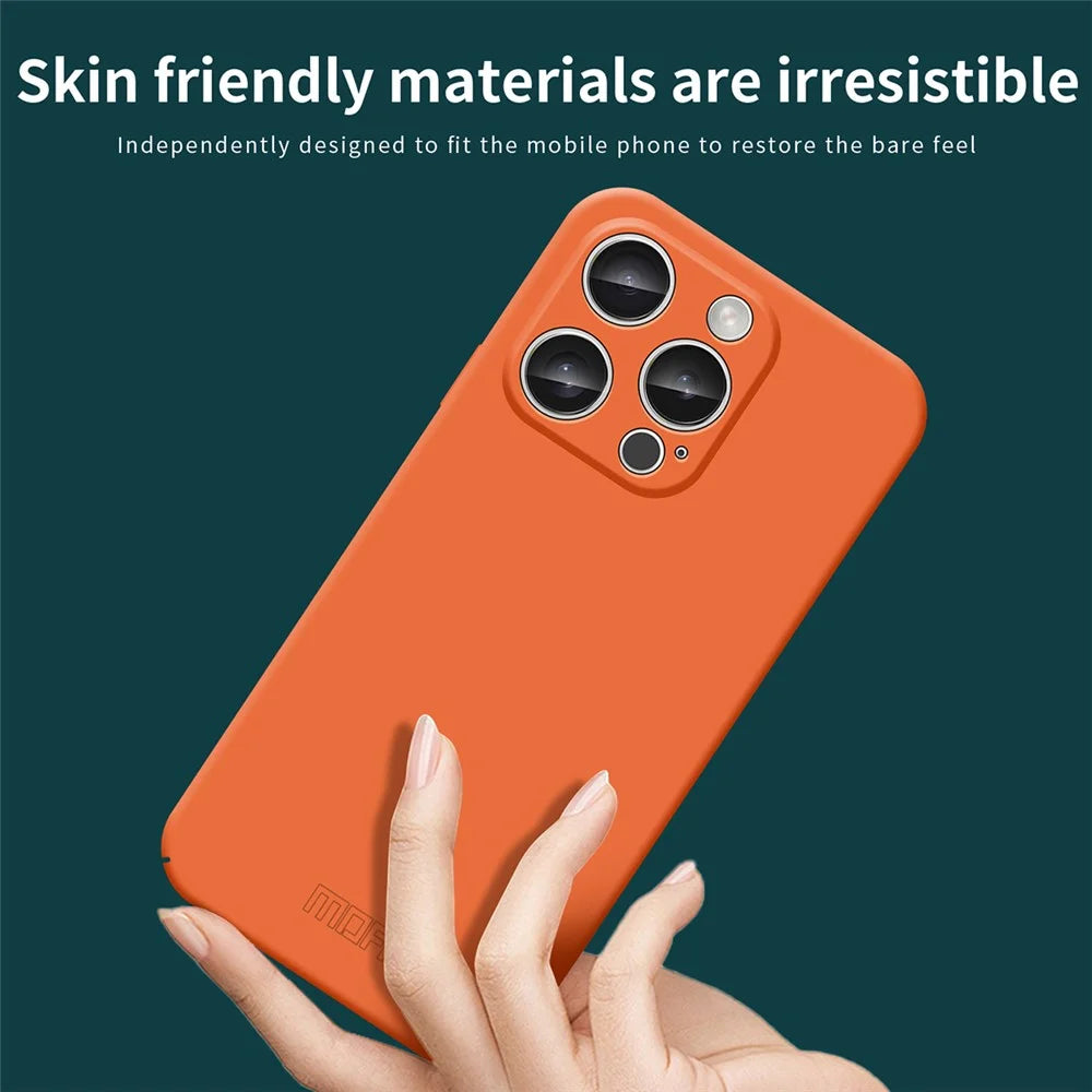 MOFI JK Qin Series For iPhone 16 Pro Case TPU+Acrylic Phone Cover Skin Touch Feeling - Orange - 6