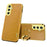 For Samsung Galaxy S24 FE Case Finger Ring Kickstand TPU+Leather 6D Electroplating Phone Cover - Yellow - 1