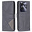 BINFEN COLOR For Realme Note 60 / C61 4G Phone Cases Wallet Stand Geometry Imprint Leather Cover - Black - 1
