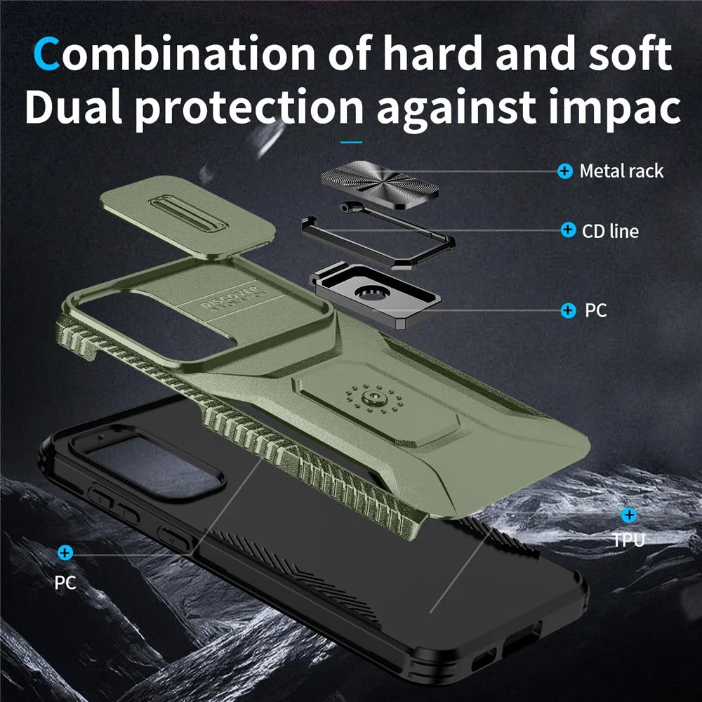For Samsung Galaxy S23+ Case Camshield Kickstand TPU+PC Anti-Slip Phone Cover - Green - 3