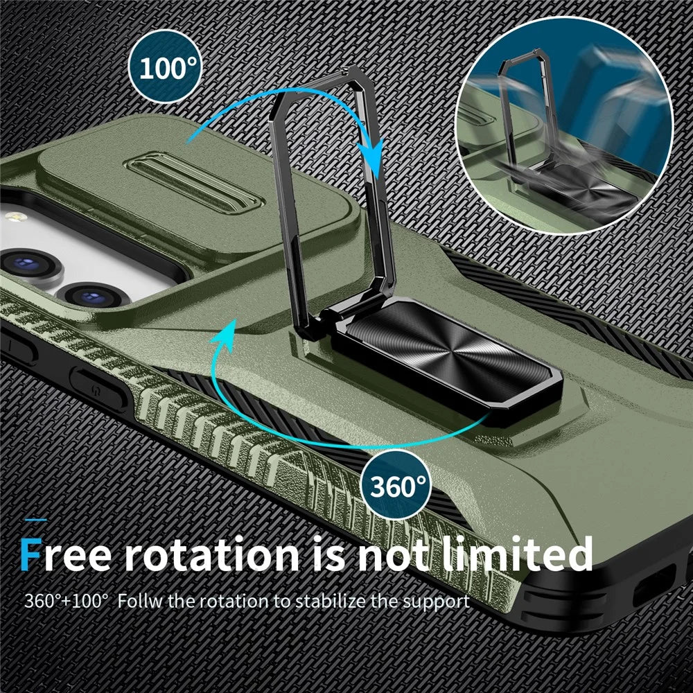 For Samsung Galaxy S23+ Case Camshield Kickstand TPU+PC Anti-Slip Phone Cover - Green - 4