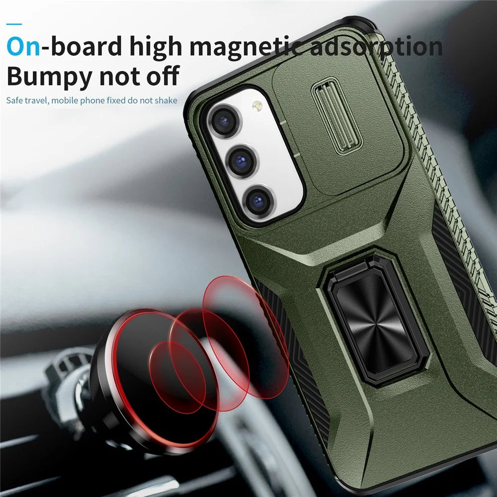 For Samsung Galaxy S23+ Case Camshield Kickstand TPU+PC Anti-Slip Phone Cover - Green - 6