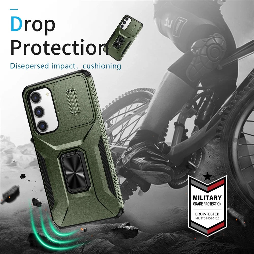 For Samsung Galaxy S23+ Case Camshield Kickstand TPU+PC Anti-Slip Phone Cover - Green - 7