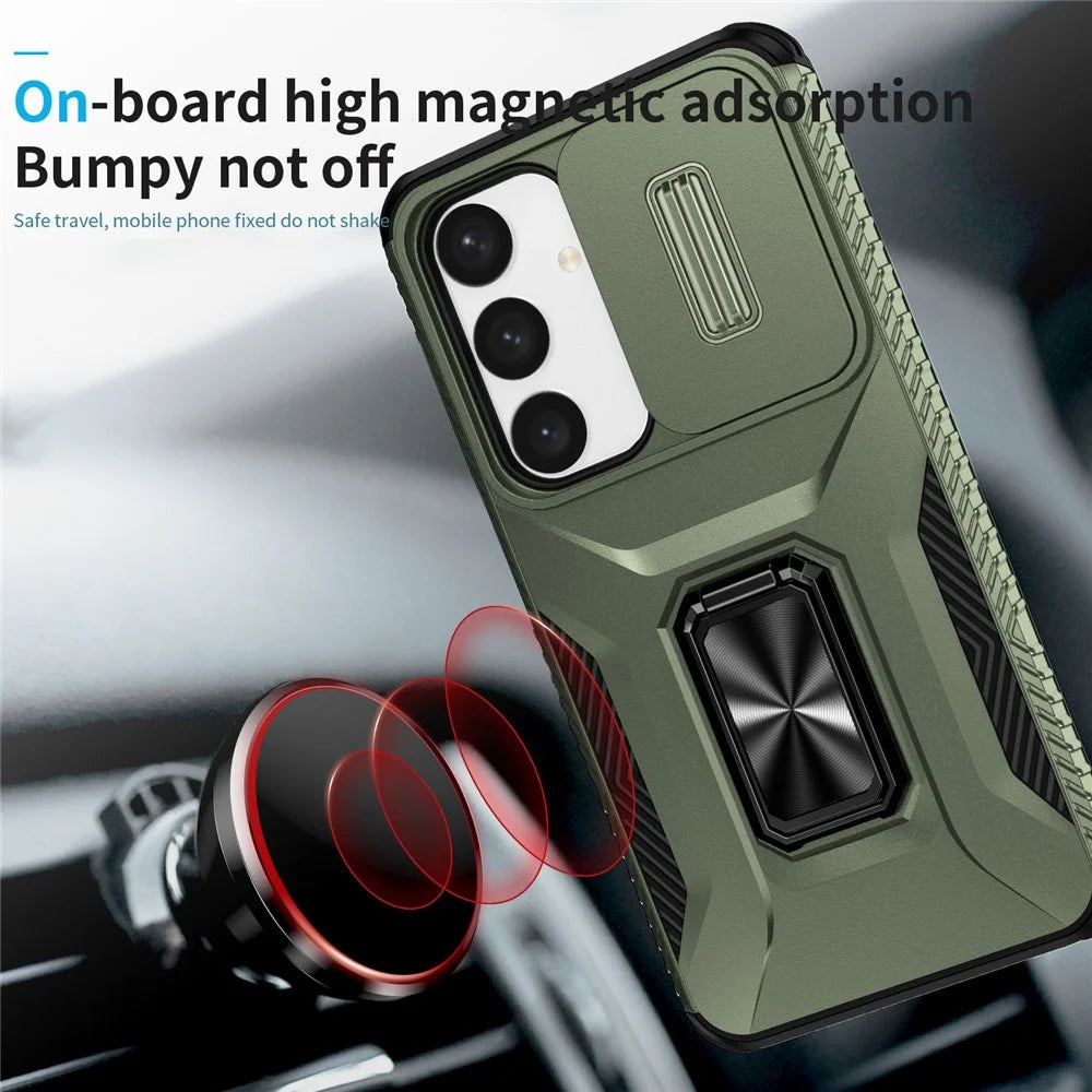 For Samsung Galaxy S25 / S24 Case Camshield Kickstand TPU+PC Anti-Slip Phone Cover - Green - 5