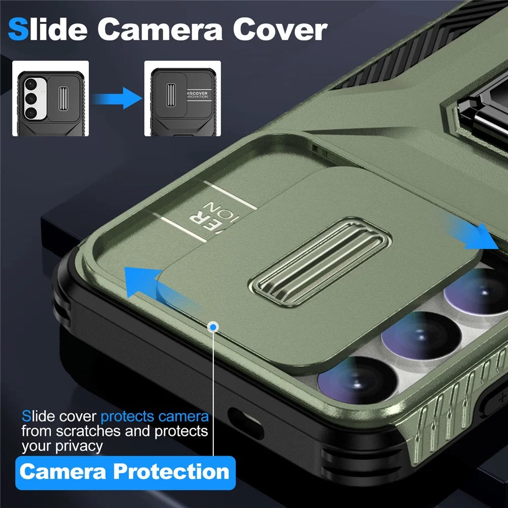 For Samsung Galaxy S25+ / S24+ Case Camshield Kickstand TPU+PC Anti-Slip Phone Cover - Green - 2