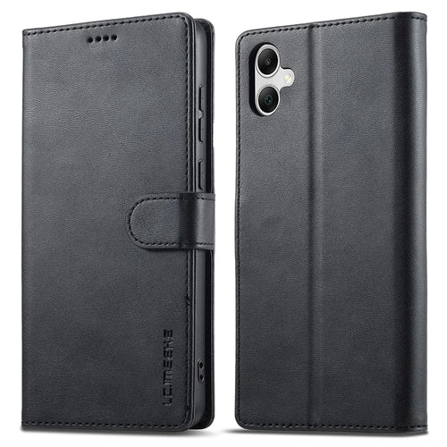 LC.IMEEKE For Samsung Galaxy A06 4G Case Calf Texture PU Leather Stand Wallet Phone Cover - Black - 1
