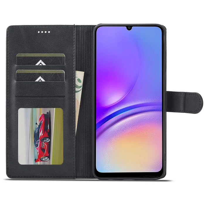 LC.IMEEKE For Samsung Galaxy A06 4G Case Calf Texture PU Leather Stand Wallet Phone Cover - Black - 2