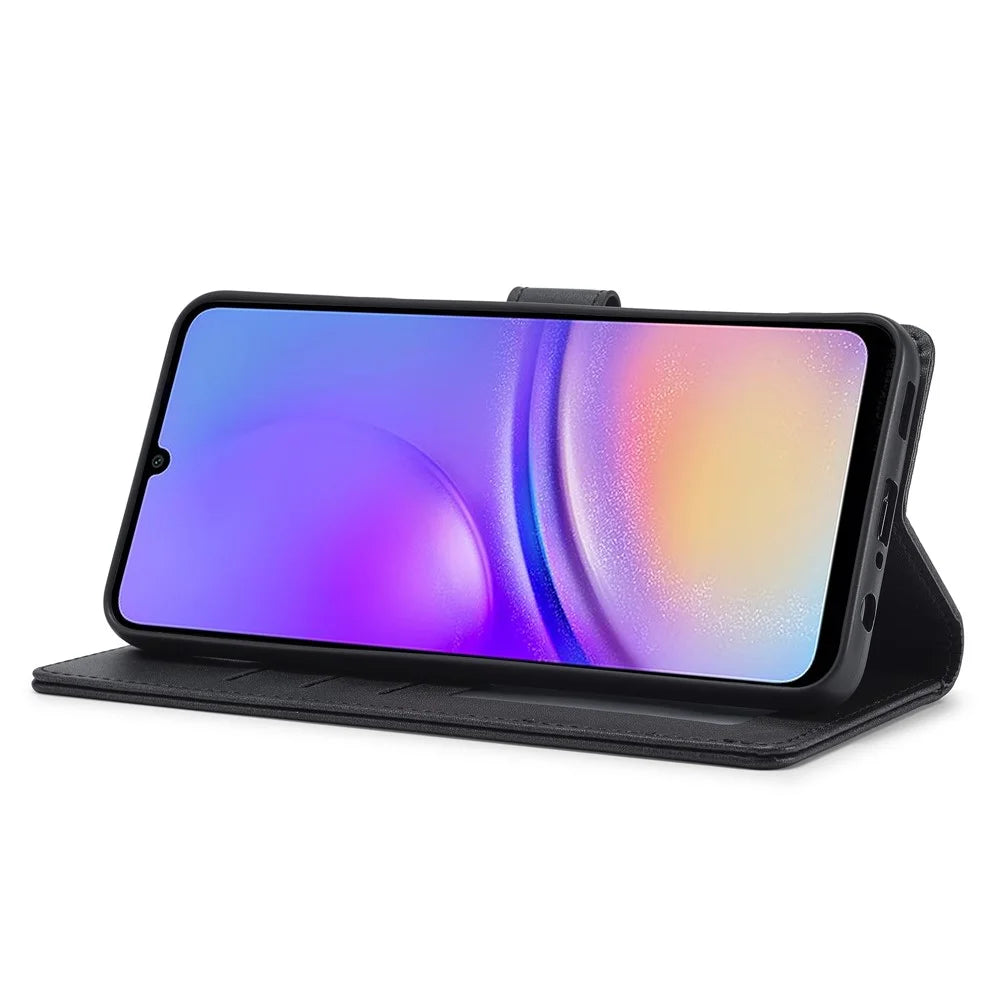 LC.IMEEKE For Samsung Galaxy A06 4G Case Calf Texture PU Leather Stand Wallet Phone Cover - Black - 3