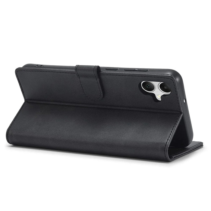 LC.IMEEKE For Samsung Galaxy A06 4G Case Calf Texture PU Leather Stand Wallet Phone Cover - Black - 4