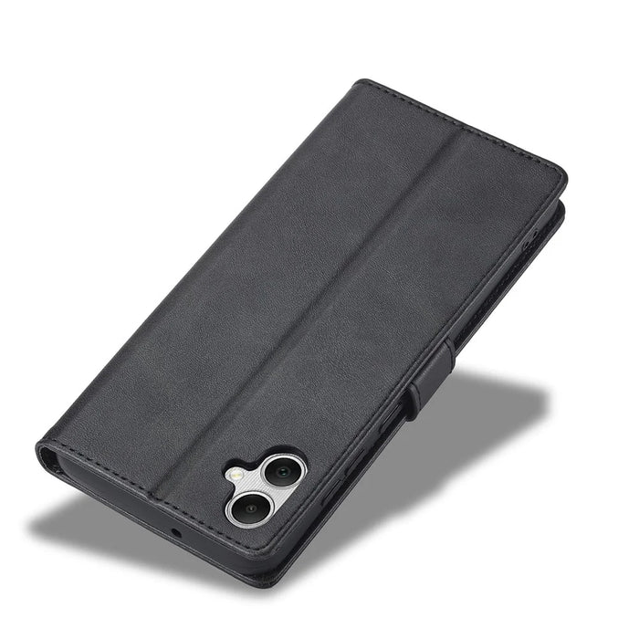 LC.IMEEKE For Samsung Galaxy A06 4G Case Calf Texture PU Leather Stand Wallet Phone Cover - Black - 6