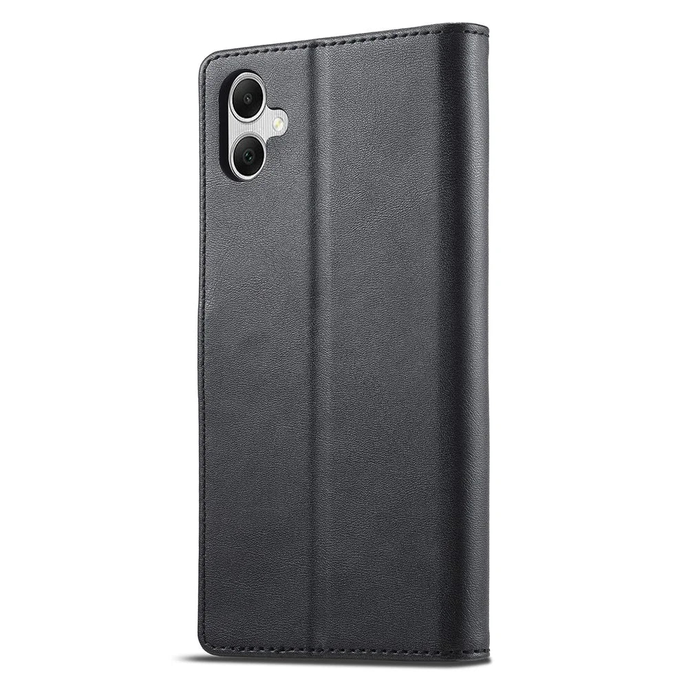 LC.IMEEKE For Samsung Galaxy A06 4G Case Calf Texture PU Leather Stand Wallet Phone Cover - Black - 7