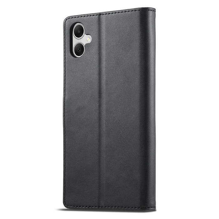 LC.IMEEKE For Samsung Galaxy A06 4G Case Calf Texture PU Leather Stand Wallet Phone Cover - Black - 7
