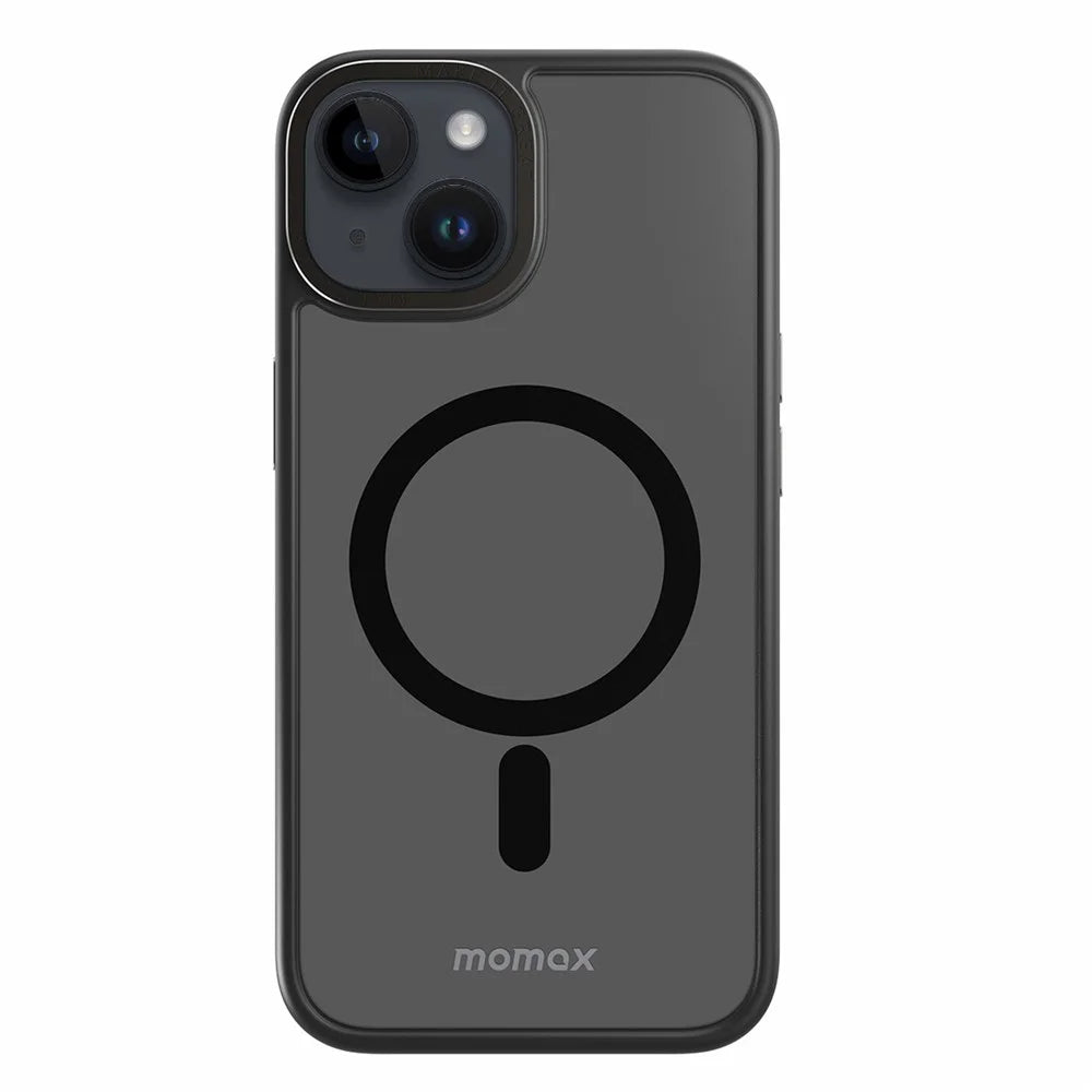 MOMAX CP Magnetic Case for iPhone 14 Plus Compatible with Magsafe, Matte Hard PC Soft TPU Camera Protection Cover - Black - 1
