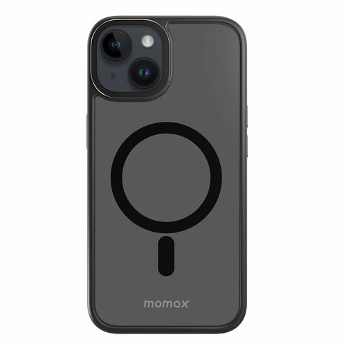 MOMAX CP Magnetic Case for iPhone 14 Plus Compatible with Magsafe, Matte Hard PC Soft TPU Camera Protection Cover - Black - 1