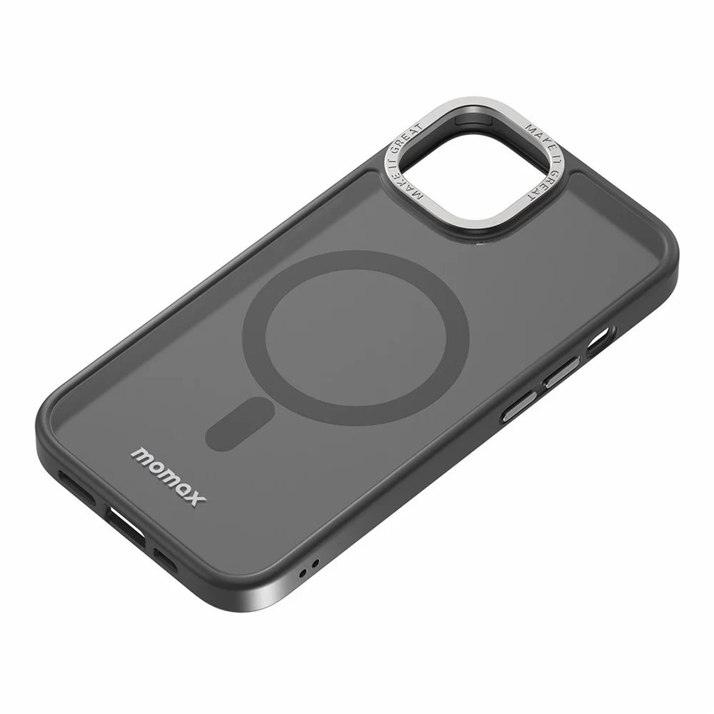 MOMAX CP Magnetic Case for iPhone 14 Plus Compatible with Magsafe, Matte Hard PC Soft TPU Camera Protection Cover - Black - 3
