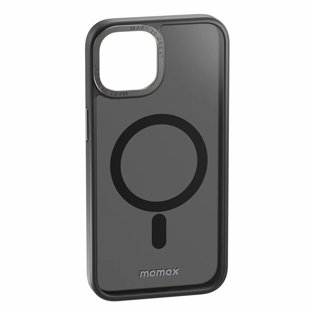 MOMAX CP Magnetic Case for iPhone 14 Plus Compatible with Magsafe, Matte Hard PC Soft TPU Camera Protection Cover - Black - 4