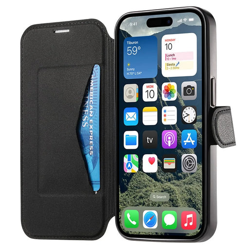 CASENEO For iPhone 16 Pro Case with Lens Film TPU Inner Shell Detachable Leather Phone Cover - Black - 2