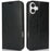 For iPhone 16 Plus Case Crazy Horse Texture Split Leather Wallet Phone Cover - Black - 1