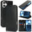 For iPhone 16 Plus Case Crazy Horse Texture Split Leather Wallet Phone Cover - Black - 7