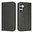 For Samsung Galaxy S24 FE Case PU Leather Calf Textured Magnetic Closing Smart Phone Cover - Black - 1