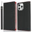 For iPhone 16 Pro Max Wallet Case Genuine Cow Leather Phone Cover Litchi Texture - Black - 1