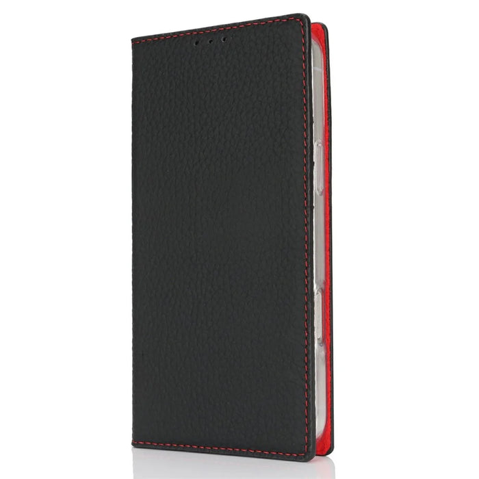 For iPhone 16 Pro Max Wallet Case Genuine Cow Leather Phone Cover Litchi Texture - Black - 6