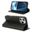 For iPhone 16 Pro Case PU Leather Calf Textured Magnetic Closing Smart Phone Cover - Black - 2