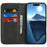 For iPhone 16 Pro Case PU Leather Calf Textured Magnetic Closing Smart Phone Cover - Black - 3