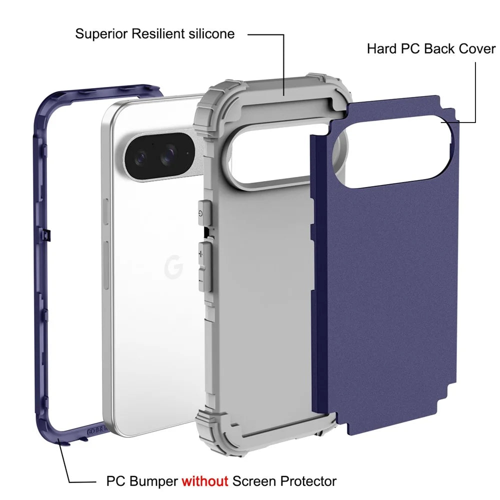 L-Style For Google Pixel 9 Case Shockproof PC + TPU Phone Back Cover - Blue - 7