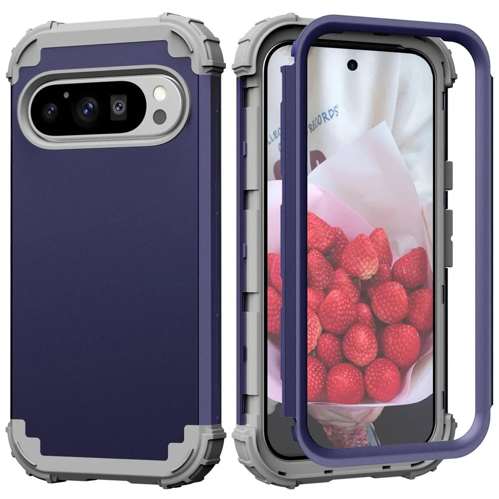 L-Style For Google Pixel 9 Pro Case Shockproof PC + TPU Phone Back Cover - Navy Blue  /  Dark Grey - 1