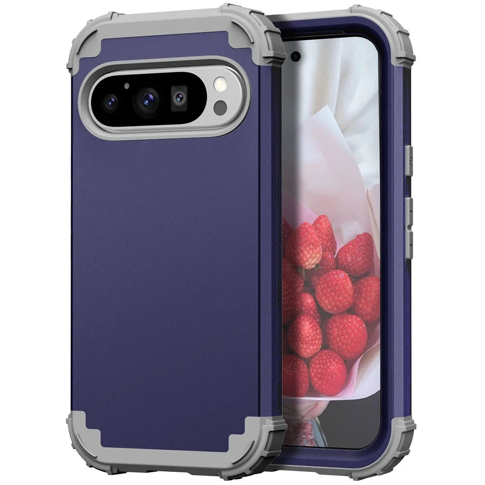 L-Style For Google Pixel 9 Pro Case Shockproof PC + TPU Phone Back Cover - Navy Blue  /  Dark Grey - 2