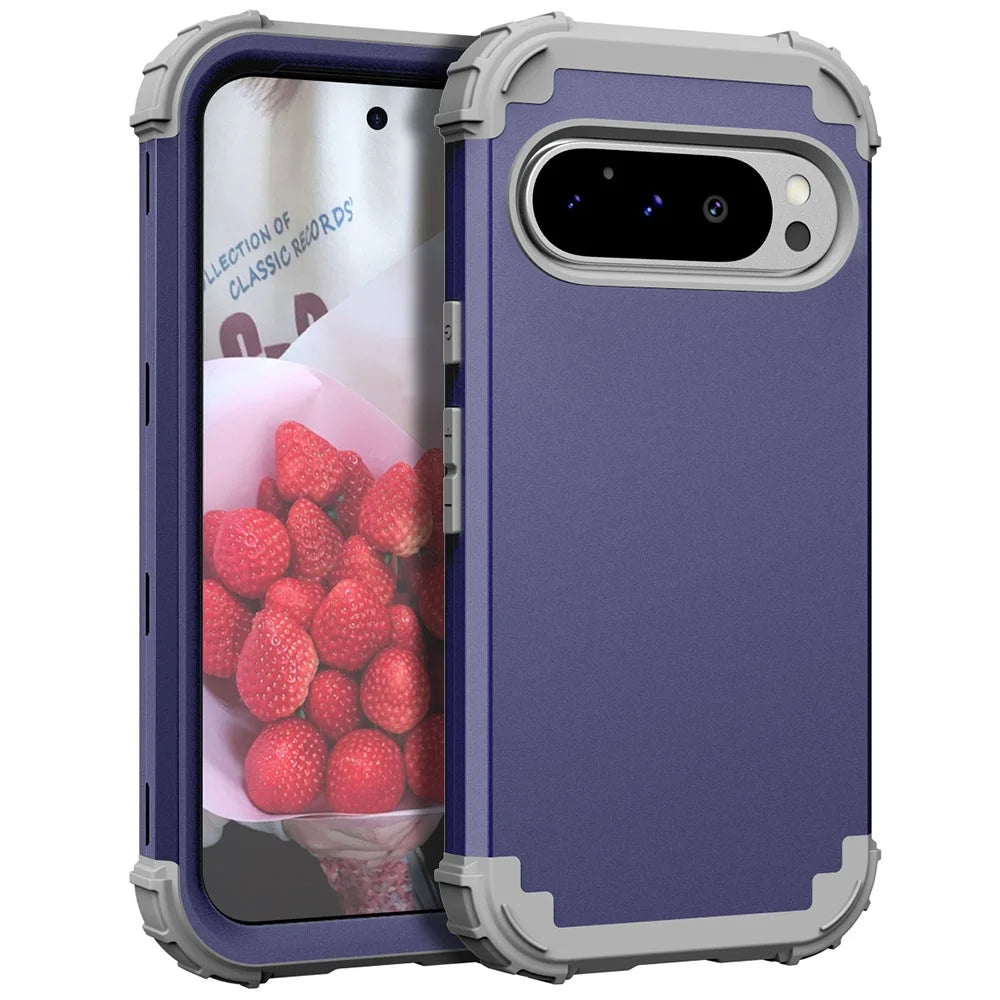 L-Style For Google Pixel 9 Pro Case Shockproof PC + TPU Phone Back Cover - Navy Blue  /  Dark Grey - 3