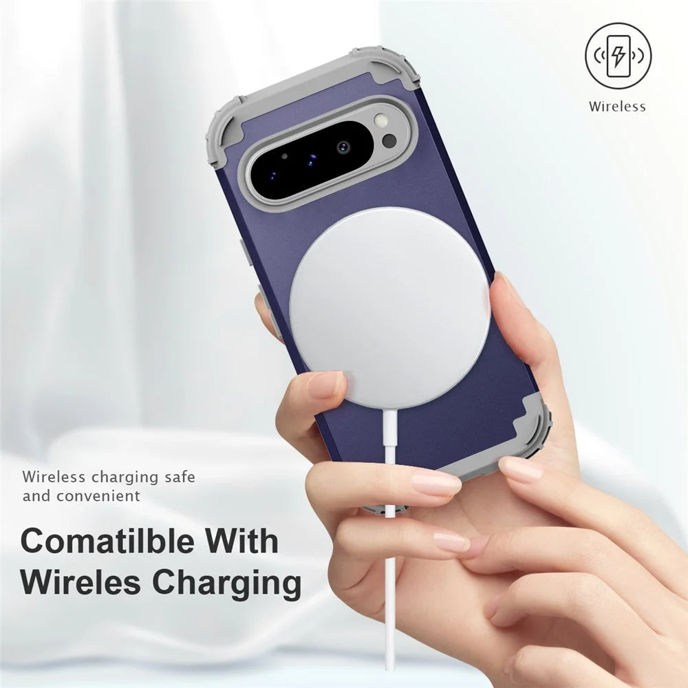 L-Style For Google Pixel 9 Pro Case Shockproof PC + TPU Phone Back Cover - Navy Blue  /  Dark Grey - 5