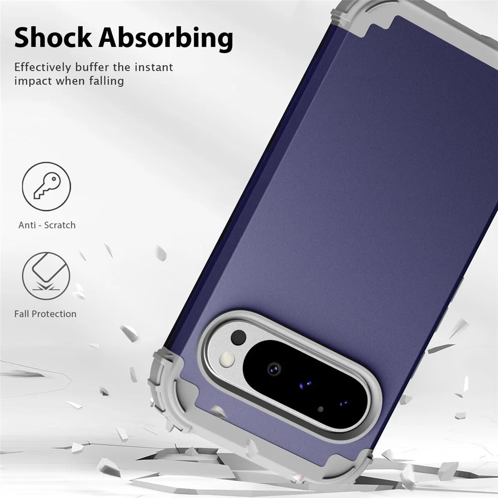 L-Style For Google Pixel 9 Pro Case Shockproof PC + TPU Phone Back Cover - Navy Blue  /  Dark Grey - 6
