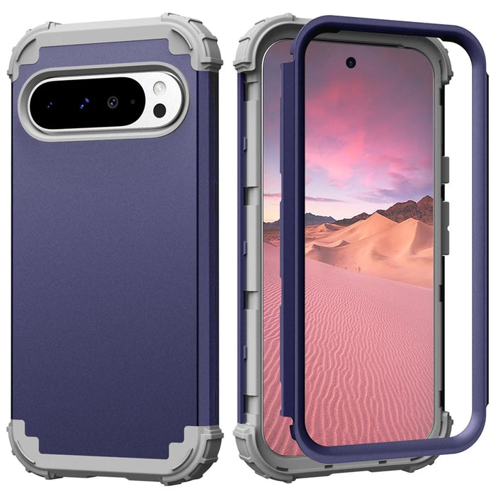 L-Style For Google Pixel 9 Pro XL Case Shockproof PC + TPU Phone Back Cover - Navy Blue  /  Dark Grey - 1