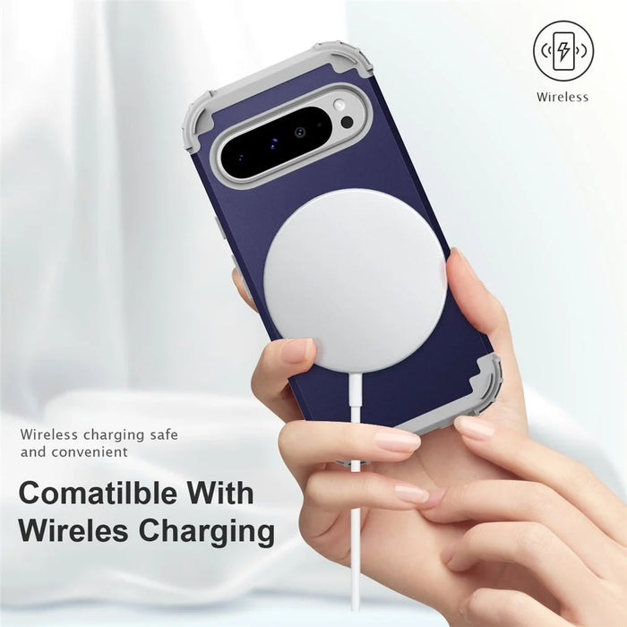L-Style For Google Pixel 9 Pro XL Case Shockproof PC + TPU Phone Back Cover - Navy Blue  /  Dark Grey - 5