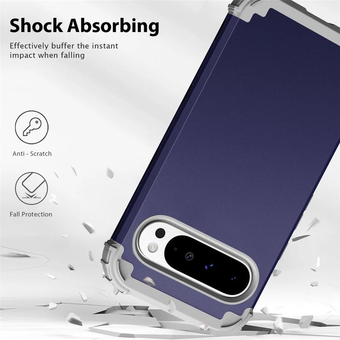 L-Style For Google Pixel 9 Pro XL Case Shockproof PC + TPU Phone Back Cover - Navy Blue  /  Dark Grey - 6