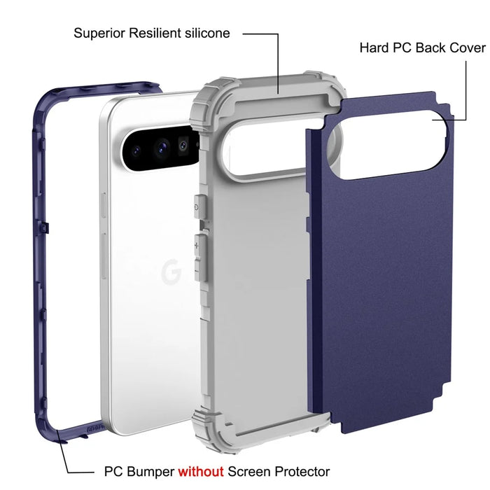 L-Style For Google Pixel 9 Pro XL Case Shockproof PC + TPU Phone Back Cover - Navy Blue  /  Dark Grey - 7