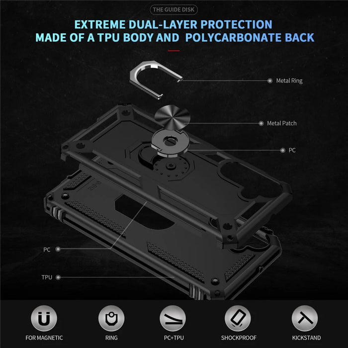 For Samsung Galaxy A16 5G / A16 4G Case PC+TPU Phone Cover with Rotary Ring Kickstand - Black - 7