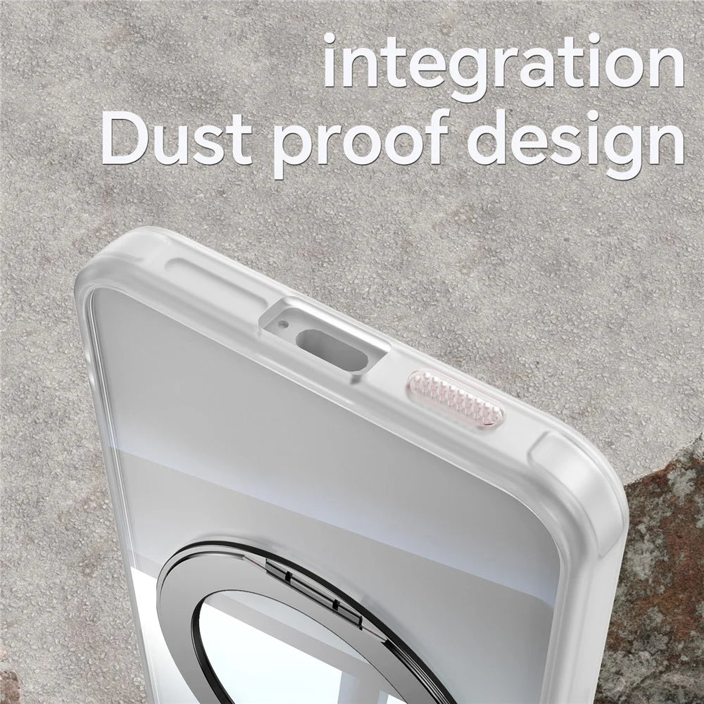 For Samsung Galaxy S23+ Case Rotatable Magnetic Kickstand TPU+PC Phone Cover with Lens Film - Transparent White - 6