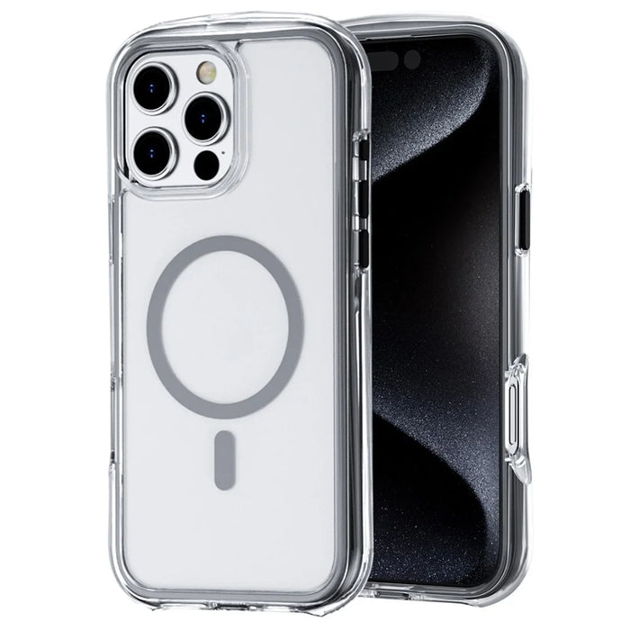 For iPhone 16 Pro Max Case Compatible with MagSafe Annular Airbags PC+TPU Phone Cover - Black - 1