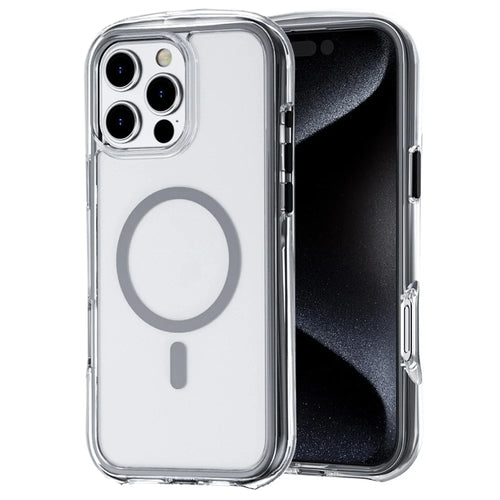 For iPhone 16 Pro Case Compatible with MagSafe Annular Airbags PC+TPU Phone Cover - Black - 1