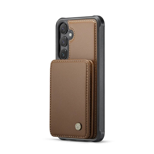 JEEHOOD J05 For Samsung Galaxy S23 FE Case Leather Mobile Cover with Detachable Magnetic Card Bag - Brown - 2