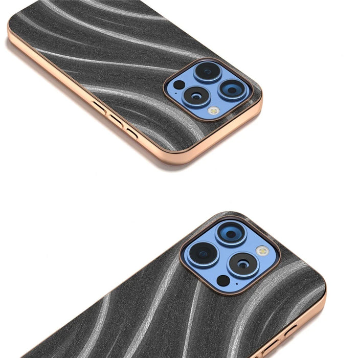For iPhone 16 Pro Case Electroplating Phone Cover Milky Way Pattern PU+TPU Protective Case - Grey - 2