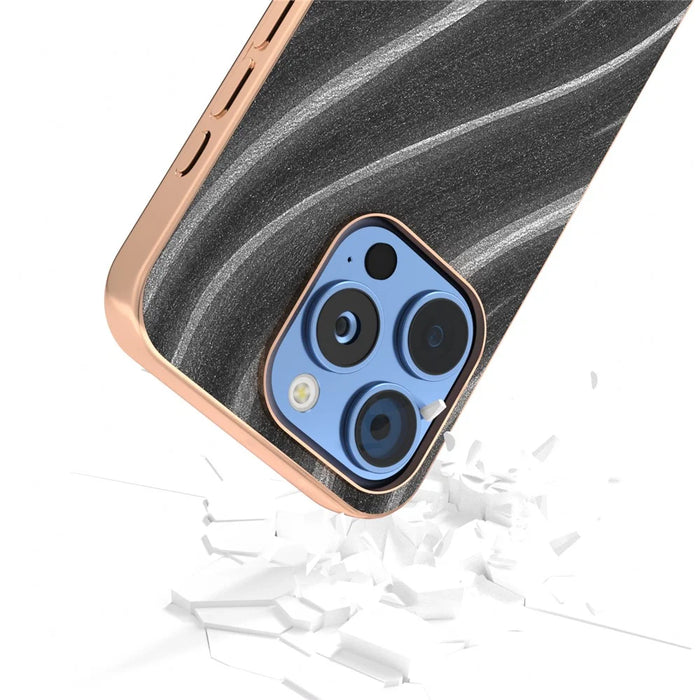 For iPhone 16 Pro Case Electroplating Phone Cover Milky Way Pattern PU+TPU Protective Case - Grey - 3