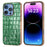 ABEEL For iPhone 16 Pro Case Electroplating Phone Cover Crocodile Texture Genuine Cow Leather+TPU Protective Case - Green - 1