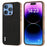ABEEL For iPhone 16 Pro Case Electroplating Phone Cover Star Series Genuine Cow Leather+TPU Protective Case - Black - 1