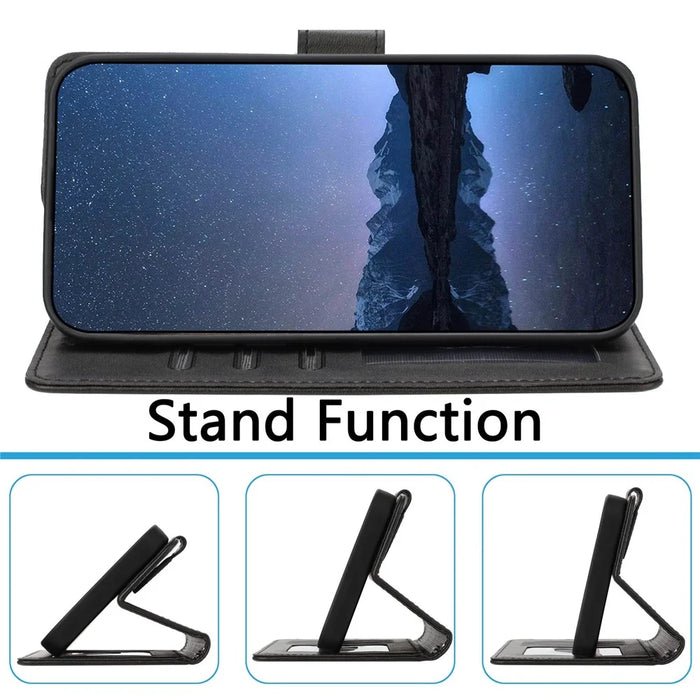 For Samsung Galaxy A16 5G / A16 4G Case RFID Blocking Wallet Leather Phone Cover with Strap - Black - 2