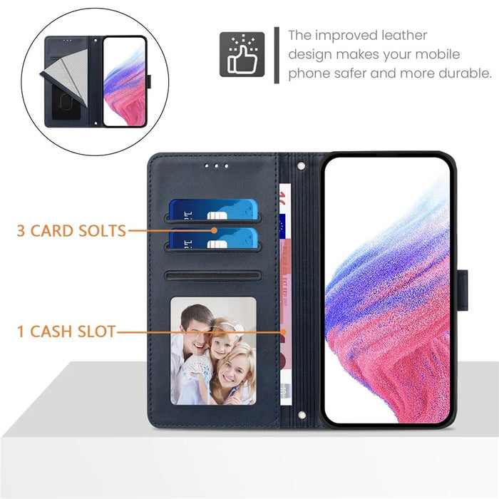 For Samsung Galaxy A16 5G / A16 4G Case RFID Blocking Wallet Leather Phone Cover with Strap - Black - 3